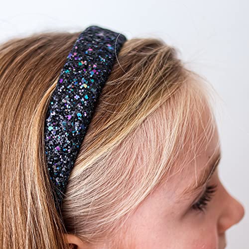 FROG SAC Glitter Headbands for Girls, Wide Black Headband, Sparkly Bling Little Girl Hair Accessories, Cute Hair Bands for Kids, Alice Fashion Head Band for Children