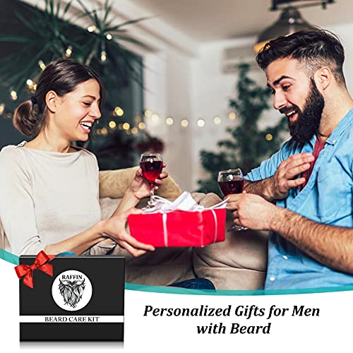 RAFFIN Beard Kit for Men, Birthday for Men's Care w/Oil,Balm, Brush, Comb - Christmas Stocking Stuffers for Men,Gifts for Him/Husband/Boyfriend/Daddy/Dad