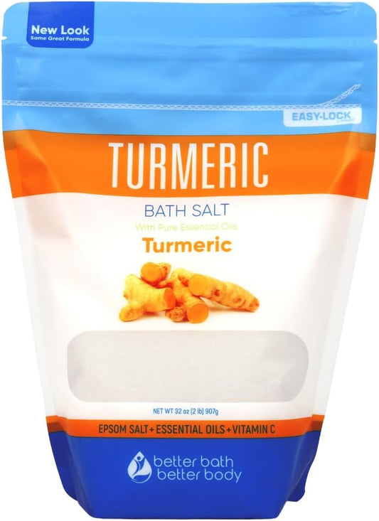Turmeric Bath Salt by [Brand Name] - 32 Oz Epsom Salt with Essential Oils & Vitamin C | Natural Soak for Relief & Relaxation