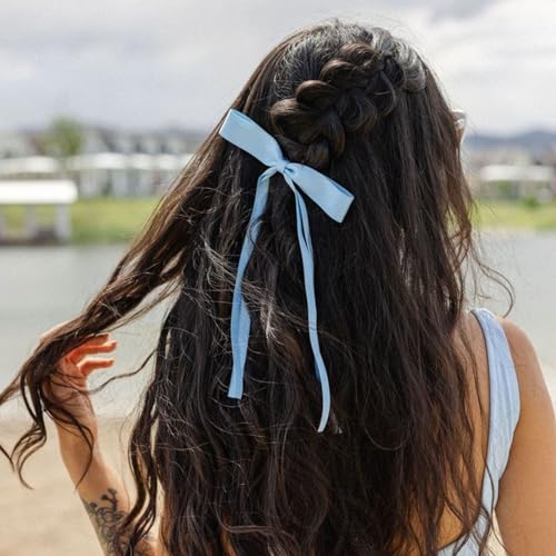 CAMNOW 12PCS Hair Bows for Women Hair Clips Tassel Ribbon Bowknot Hair Bows with Long Tail Hair Accessories Barrettes for Girls 6 Colors