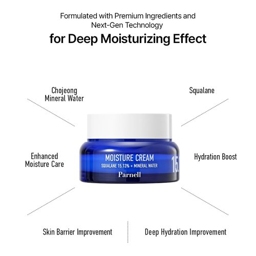 Parnell Squalane Moisture Cream - Deep Hydrating K-Beauty Face Moisturizer for Dry Skin | 1.69 fl. oz / 50ml