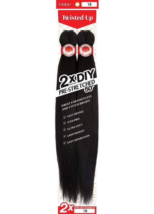 Outre X-Pression Twisted Up Long Length Yaki Straight Style Synthetic Hair Pre-Stretched Braid - DIY PRE-STRETCHED BRAID 50 Inch 2X (OCSPL)