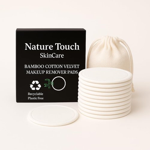 Eco-Friendly Makeup Remover Pads by Skiennix - 12 Bamboo Cotton Rounds with Laundry Bag | Soft, Washable Facial Pads for Sensitive Skin