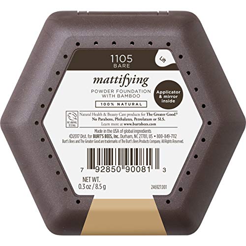 Burt’s Bees 100% Natural Mattifying Powder Foundation, Bare - 0.3 Ounce