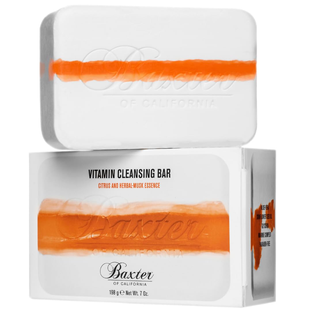 Baxter of California Vitamin Cleansing Bar for Men - Citrus & Herbal Musk | 7 Oz | All Skin Types