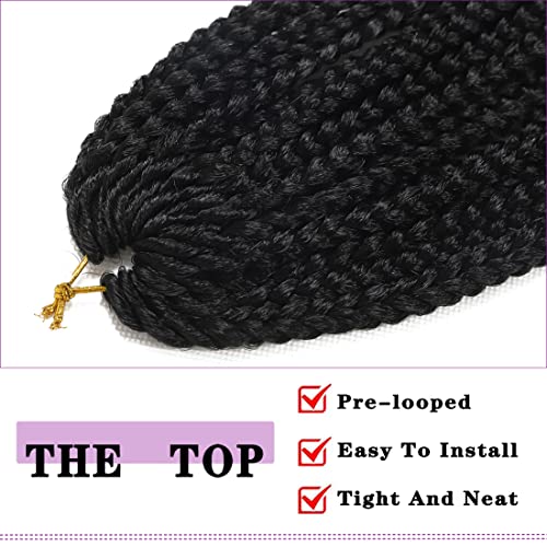 Crochet Box Braids Hair with Curly Ends 7 Packs Pre Looped Crochet Braids Goddess Box Braids Crochet Box Braid Hair(14 inch,1B)