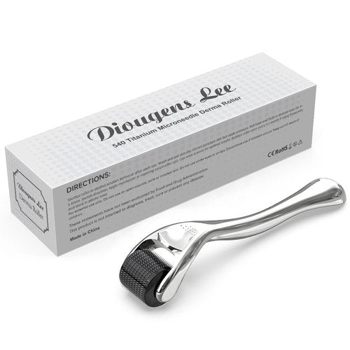 Derma Roller for Beard & Face – 540 Titanium Microneedling Roller for Skin Care & Grooming – Ergonomic Handle, Compact Design with Storage Case