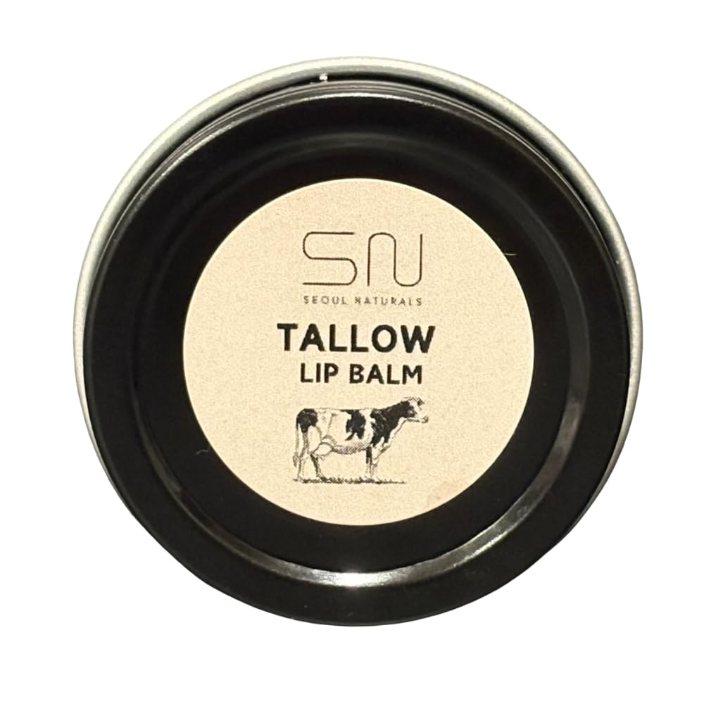 Seoul Naturals Tallow Lip Balm - Vanilla Flavor | Nourishing 0.5 oz Tin for Soft Lips
