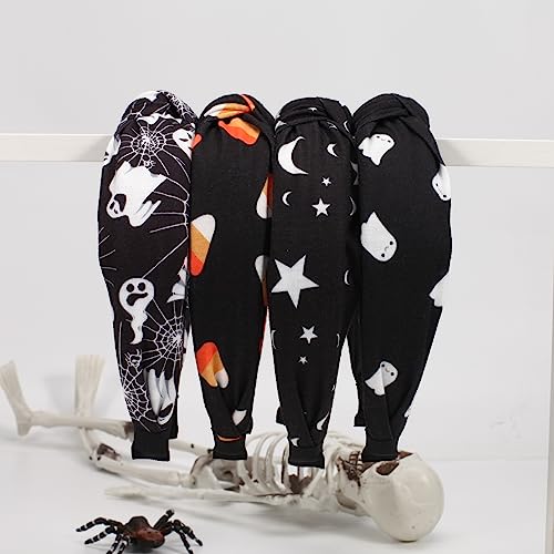 Ardorchid Halloween Headbands for Women Girls Ghost Skeleton Pumpkin Spider Web Black Star Moon Hairbands (4PCS Halloween Headbands)