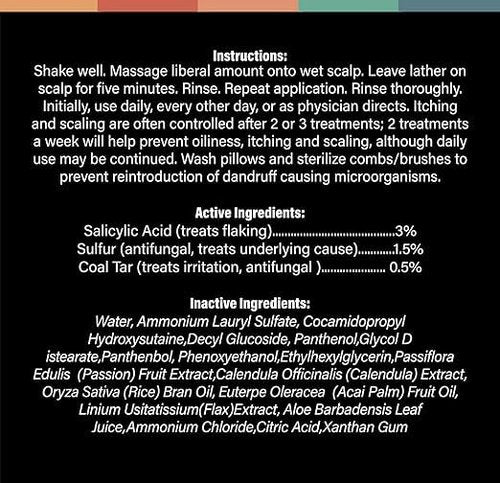 Berk's Medicated Dandruff Shampoo with 0.5% Coal Tar, 3% Salicylic Acid & 1.5% Sulfur - Full Spectrum Formula - Flake & Itch Control - 8 Fl Oz