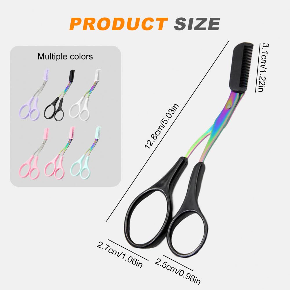 Eyebrow Trimmer Scissor, 2025 New Scissors With Comb, Non-Slip Stainless Steel Trimming Scissors, Hair Removal Cutter Makeup Tool for Women Men (Blue)