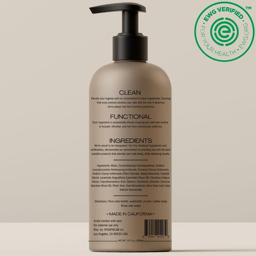 HygieneLab Men's Natural Body Wash - Ultra Hydrating Lavender Sands | EWG Verified, Sulfate-Free (10 oz)