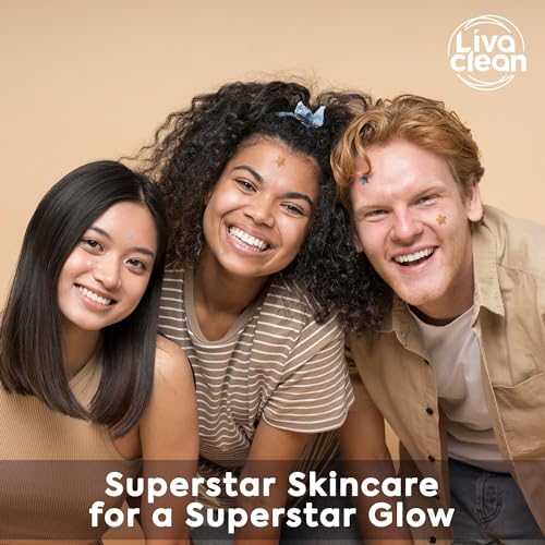 Livaclean Star Pimple Patches for Face w/ Hydrocolloid, Tea Tree oil & Salicylic Acid - Zit Stickers, Hydrocolloid Acne Patches for Face - Cute Pimple Patch, Acne Stickers