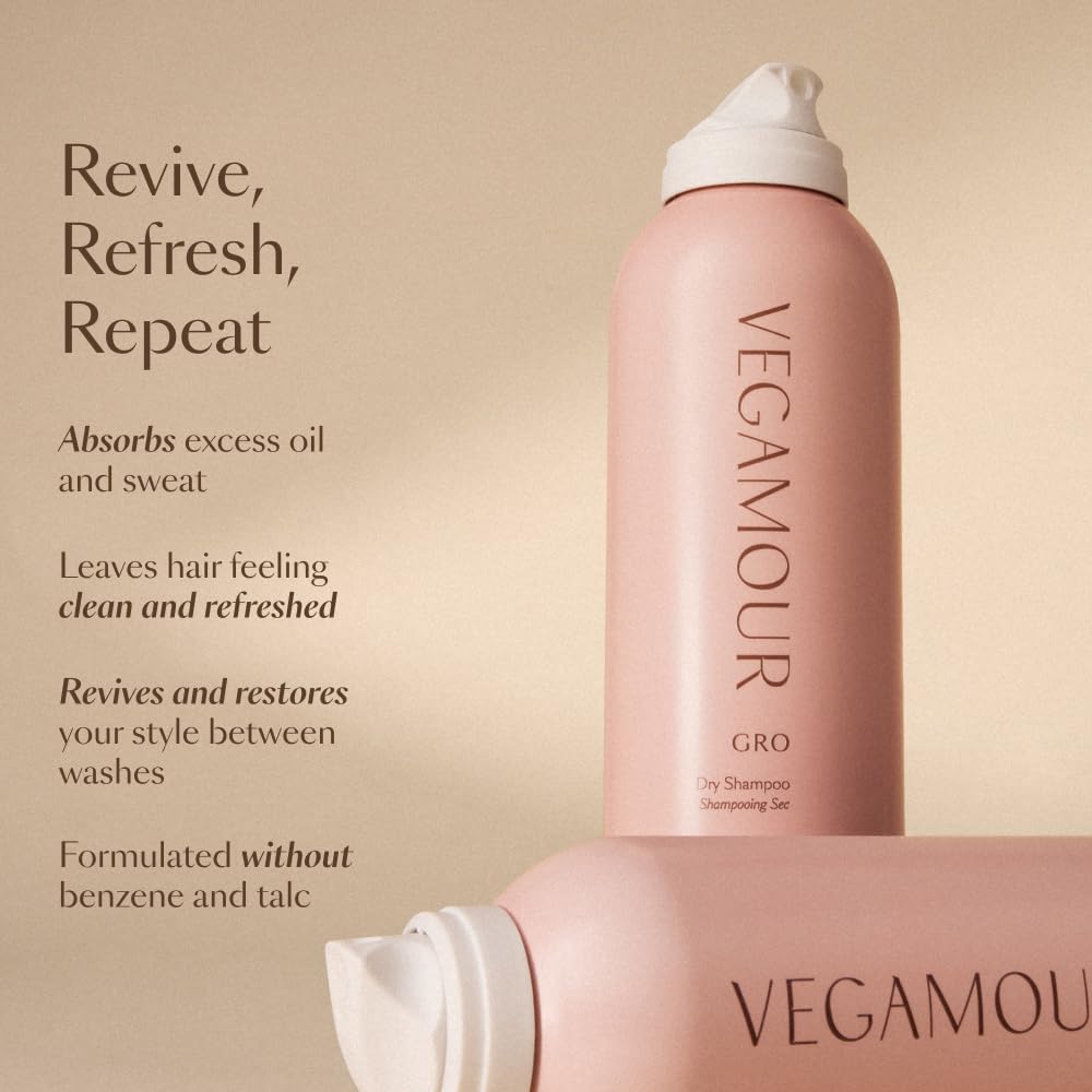 VEGAMOUR GRO Dry Shampoo, Volumizing Dry Shampoo Spray Formulated Without Benzene, Supports Thicker Fuller Looking Hair, Natural Citrus Scent