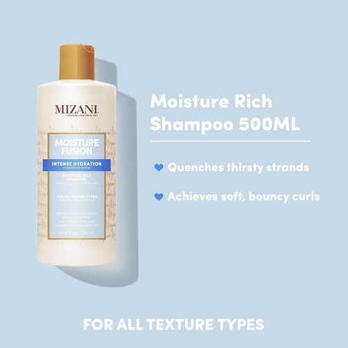 Mizani Moisture Fusion Shampoo - Gently Cleanses & Conditions Dry Hair with Argan Oil, 13.5 oz