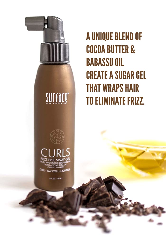 SURFACE Hair Curl Spray Gel - Frizz-Free Control With Cocoa Butter & Babassu Oil | 4 Fl. Oz.