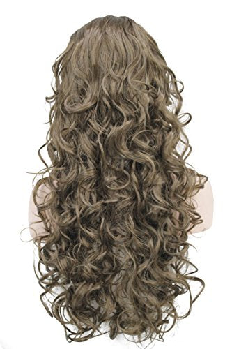 Wiginway 26 inch Long Curly Light Ash Brown Hair Premium Synthetic Women's Wig 3/4 Half Wig with Black Headband