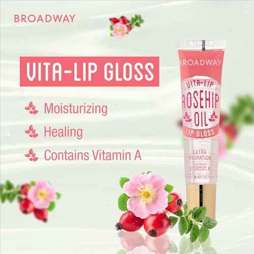 Ruby Kisses Broadway Vita-Lip Clear Lip Gloss (3 Pack Mango Butter, Rosehip, Coconut Oil), Ultra-Hydrating & Soothing Formula with Vitamin Oils, High-Shine Non-Sticky Finish, Healing Lip Balm