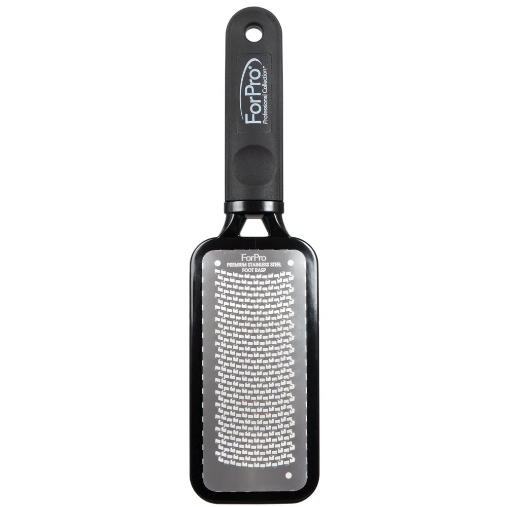 ForPro Professional Collection Premium Stainless Steel Foot Rasp - Colossal Callus Remover & Cracked Heel Smoother, 10.75" L x 2.75" W, Black