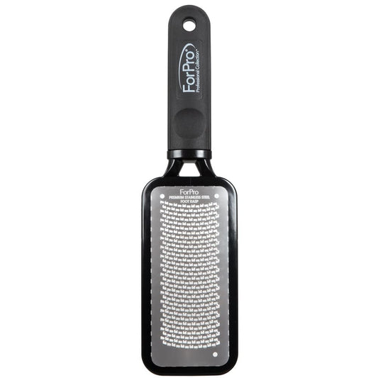 ForPro Professional Collection Premium Stainless Steel Foot Rasp - Colossal Callus Remover & Cracked Heel Smoother, 10.75" L x 2.75" W, Black