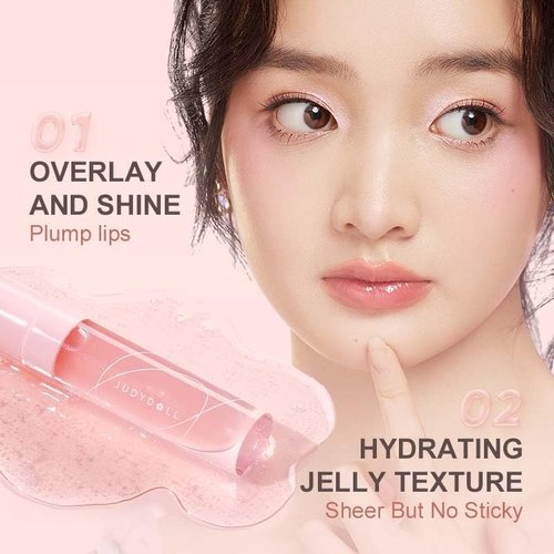 JUDYDOLL Peach Honey Lip Oil - Hydrating Non-Sticky Gloss with Real Peach Scent | Jelly Texture, Sheer Shine