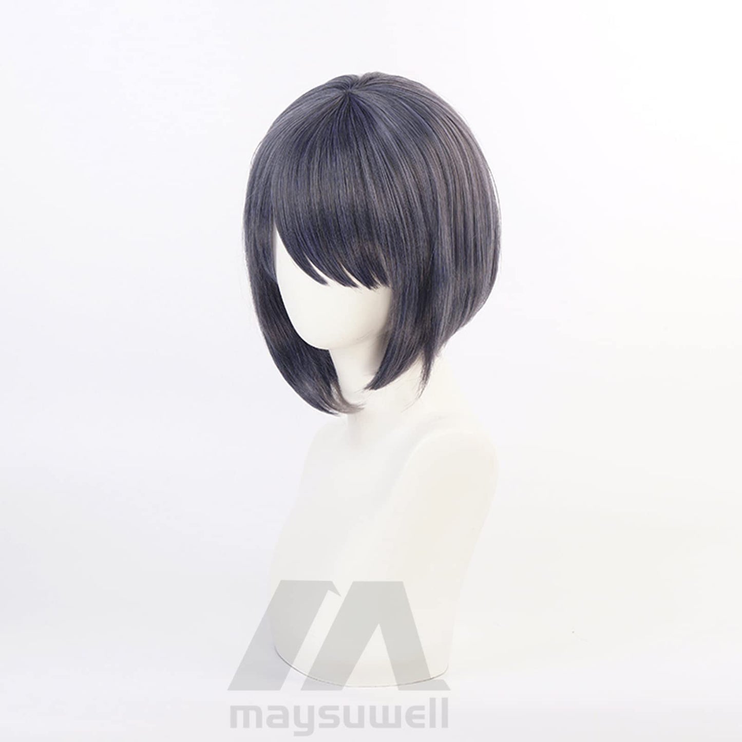 Anime Cosplay Wig Genshin Impact Kujo Sara Black blue gradient short hair with Free Wig Cap for Comic Con, Cosplay show, Halloween