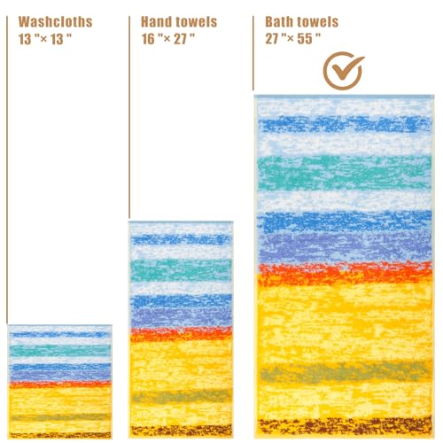 SEMAXE Luxury Bath Towel for Bathroom, 100% Cotton Towel with Hanging Loop, Soft & Absorbent, Gift Box Packaging, 55" L x 27" W, Colorful Towel Wheat Field