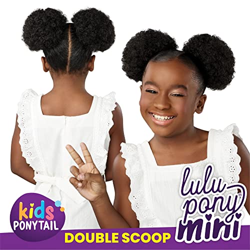 Sensationnel Lulu Pony Mini DOUBLE SCOOP - ponytail drawstring for kids synthetic pony up do wig piece - LULUPONY Mini Double Scoop (1 JETBLACK)