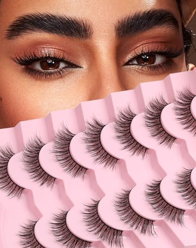 Cat Eye Lashes Light Short Eyelashes Natural Look Thin Band Winged Mink Lashes Short Small Strip Fake Lashes Pack 16mm Foxy False Eyelashes 76-ICON