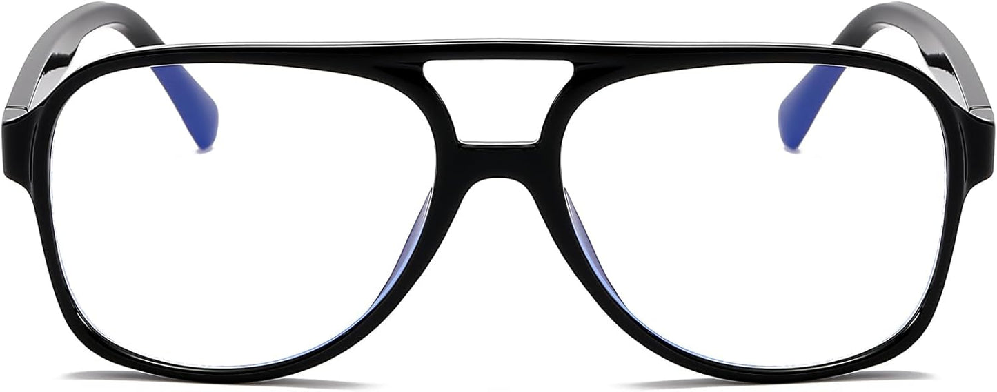 Skiennix Retro Aviator Blue Light Glasses - Oversized 70s Pilot Frame for Men & Women | Anti-Eyestrain
