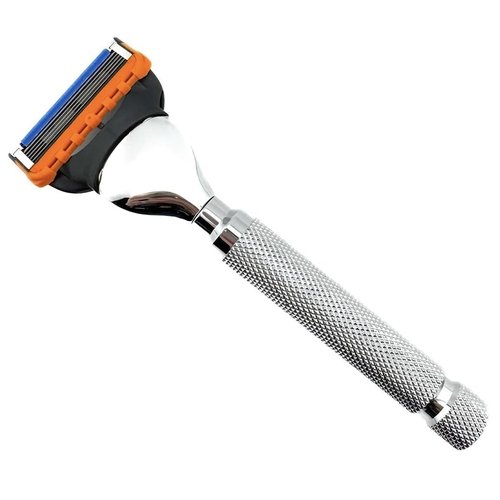 Parker 5-Blade Razor Handle - Compatible with Gillette® Fusion® Cartridges | Weighted Metal Design for Smooth, Tug-Free Shaving