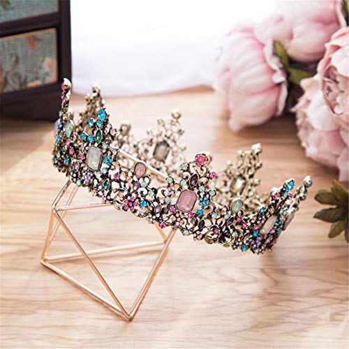 Baroque Royal Queen Crowns and Tiaras for Women,Crystal Rhinestone Bridal Headband Fashion Jewelry Vintage Women Hair Accessories (Style 01)