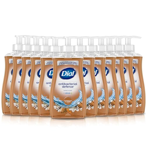 Dial Antibacterial Defense Liquid Hand Soap + Aloe, Aloe Scent, 11 Fl Oz (Pack of 12), Dermatologist-Tested Hand Wash, Gentle Formula