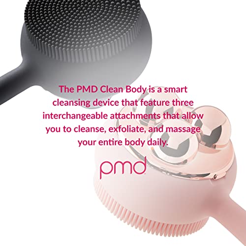 PMD Beauty Clean Body - Smart Body Cleansing Device with Silicone Brush & Three Interchangeable Attachments - Waterproof - SonicGlow Vibration - Cleanse,Exfoliate,& Massage Body
