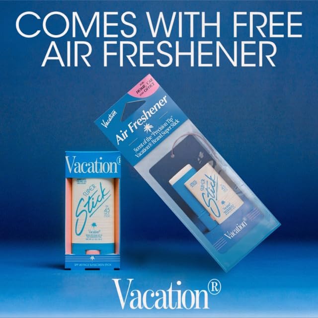 Vacation Super Stick SPF 45 - Clear Sunscreen for Face | Travel Size with Hyaluronic Acid, 0.7 Oz