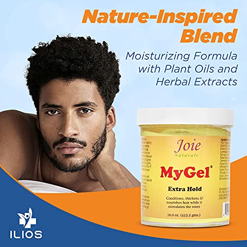 ILIOS Joie Naturals MyGel Extra Hold-Hair Styling Gel - Moisturizing Formula with Plant Oils and Herbal Extracts – Curly Hair Gel for Twists, Braids and Locks, 4 OZ Packaging.