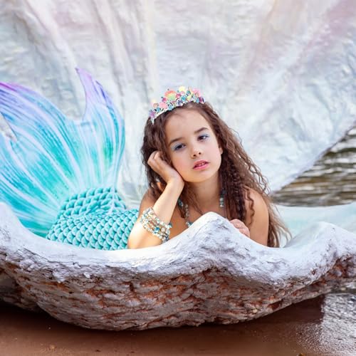 CIEHER Mermaid Crown Blue Shell Tiara Mermaid Tiara for Mermaid Costume Mermaid Birthday Decorations