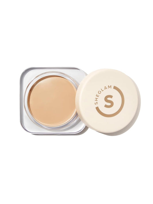 SheGlam Hydrating Cream Foundation Balm - Full Coverage, Long-Lasting Concealer for Dry Skin - Shell