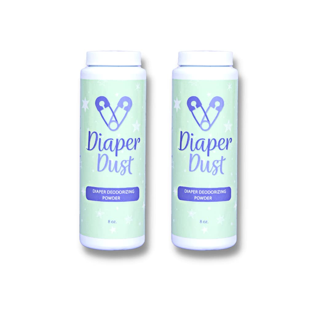 Diaper Dust | Activated Charcoal Diaper Deodorizing Powder - Portable, Unscented Odor Eliminator - 2 Pack