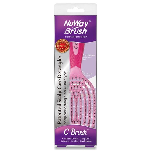 NuWay C Brush Scalp Care Detangling Hair Brush – Gentle Scalp Massage & Easy Detangling for Wet or Dry Hair, Everyday Hairbrush for Healthy Looking Hair (Petal Pink)