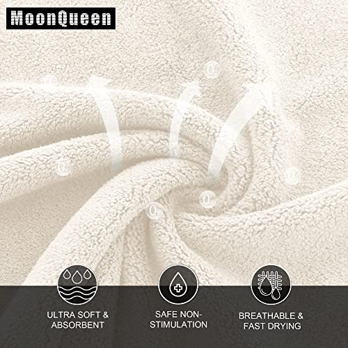 MOONQUEEN Ultra Soft Premium Washcloths Set - 12 x 12 inches - 72 Pack - Quick Drying - Highly Absorbent Coral Velvet Bathroom Wash Clothes (Cream)