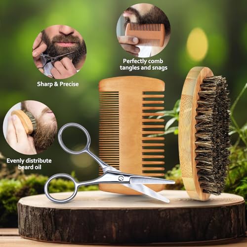 RAFFIN Beard Kit for Men, Birthday for Men's Care w/Oil,Balm, Brush, Comb - Christmas Stocking Stuffers for Men,Gifts for Him/Husband/Boyfriend/Daddy/Dad