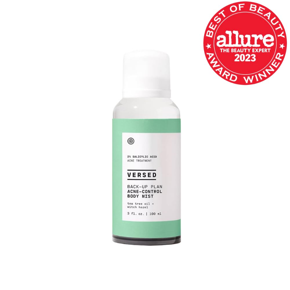 Versed Back-Up Acne Control Body Mist - Salicylic Acid & Tea Tree Oil Spray for Blemish Relief - Vegan (3 oz)