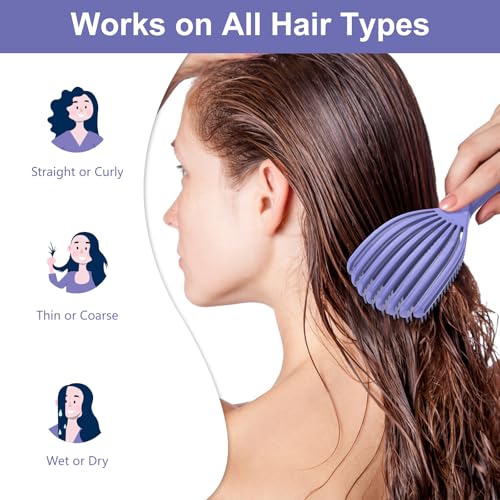 SHINLEA Detangler Brush for Curly Hair, Hairbrush for Wet Dry Thick Thin, Easily Comb Through Curl Hair and Reduces Breakage, Curly Brush for Women Men Kid (Pink)