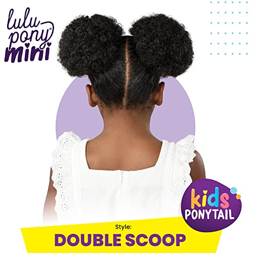 Sensationnel Lulu Pony Mini DOUBLE SCOOP - ponytail drawstring for kids synthetic pony up do wig piece - LULUPONY Mini Double Scoop (1 JETBLACK)