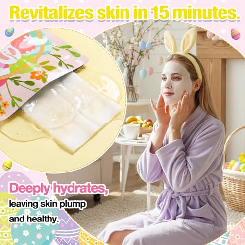 Loopeer 12 Pcs Easter Gifts Bulk for Adults Easter Basket Stuffers for Adults Spring Facial Masks for Girls Women Teacher Employees Party Favors Bulk
