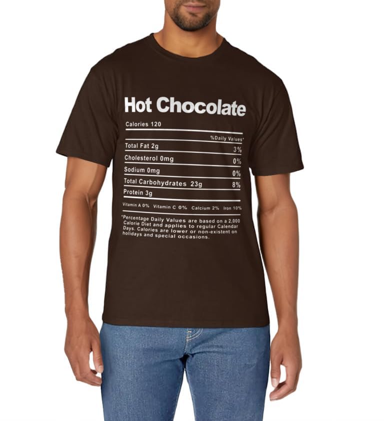 Thanksgiving Xmas Costume Nutrition Facts Hot Chocolate T-Shirt