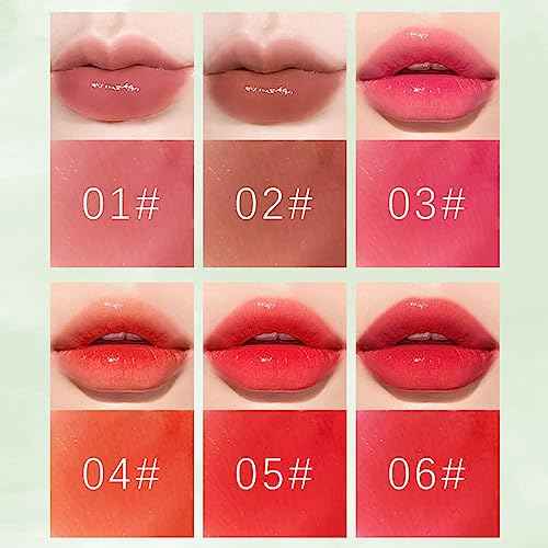 6 Colors Lip Tint Stain Set, Korean Lip Gloss, Mini Liquid Lipstick for Women, Lip Gloss Set, Lip Stain Long Lasting Waterproof, Non-Stick Cup, High Pigment, Cute Stuff, Lip Makeup