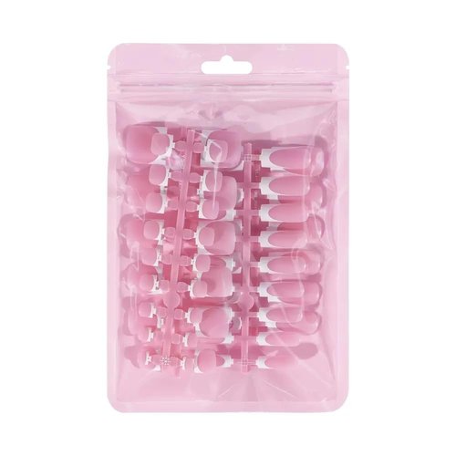 NHIXK 60Pcs White French Tip Press on Nails & Press on Toenails Set, Square Press on Nails Medium Fake Nails French False Toenails Full Cover Stick on Nails for Women Manicure Kit