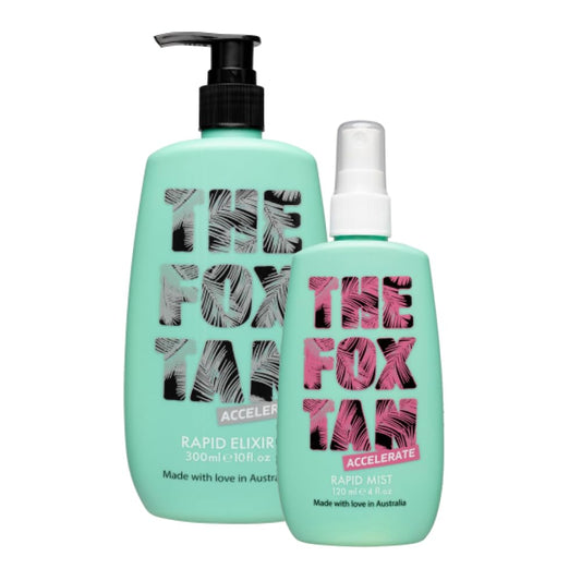 The Fox Tan Upsize Me Bundle, For Darker & Faster Tans, Creates Flawless, Long-Lasting Tan Skin, Vegan & Cruelty Free, 120mL + 300mL (2 Products)